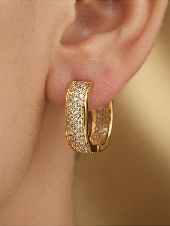 Big Jewelry Co Jewelry - Classic Gold Pave Crystal Huggie Earrings